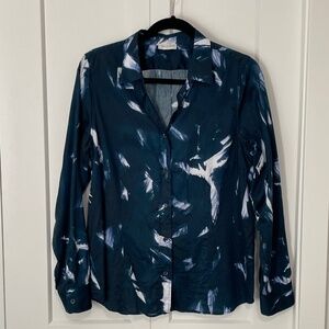 DRIES VAN NOTEN Navy Brushstroke BF Shirt Sz FR 44 (US 8/10)